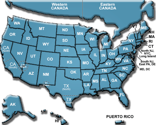Imagemap of the United States